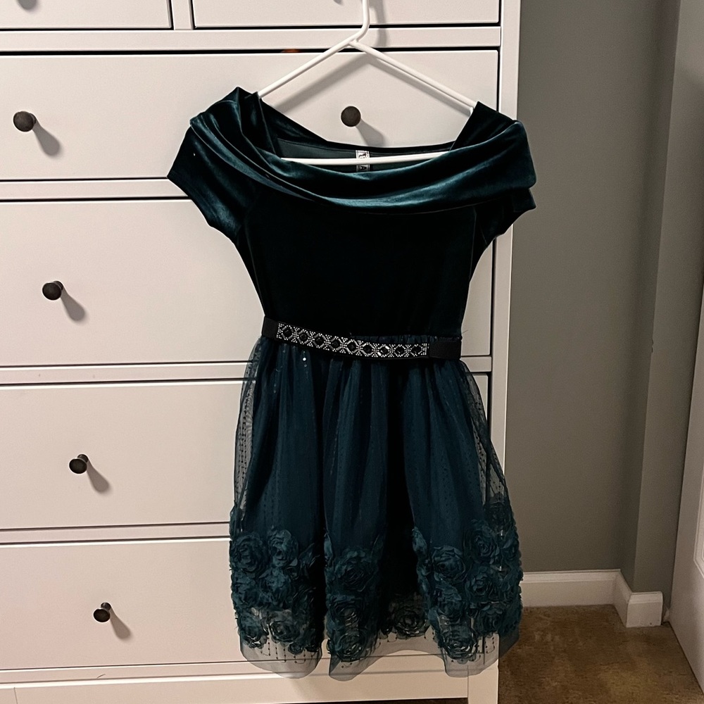 Green Holiday Floral Dress